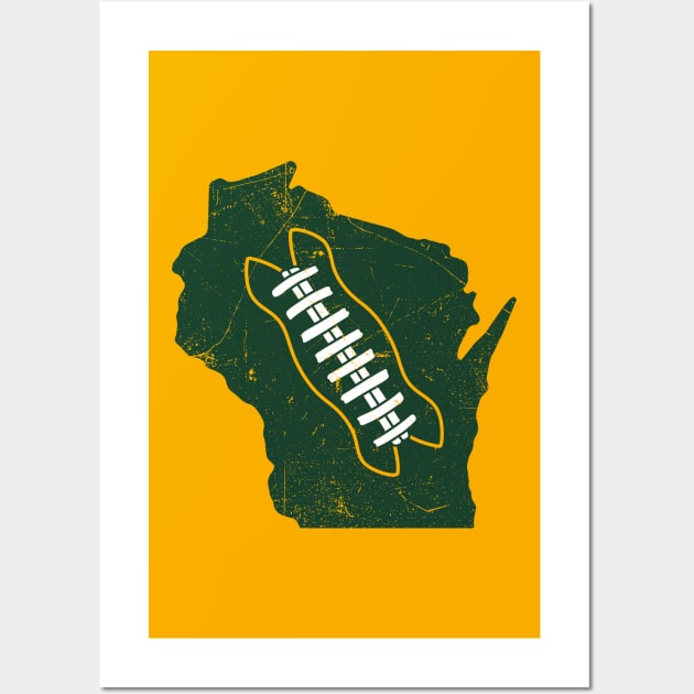 Wisconsin Football, Retro - Gold Wall Art by KFig21